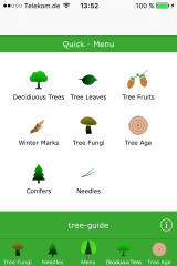 Home screen of the tree app (Apple iOS)